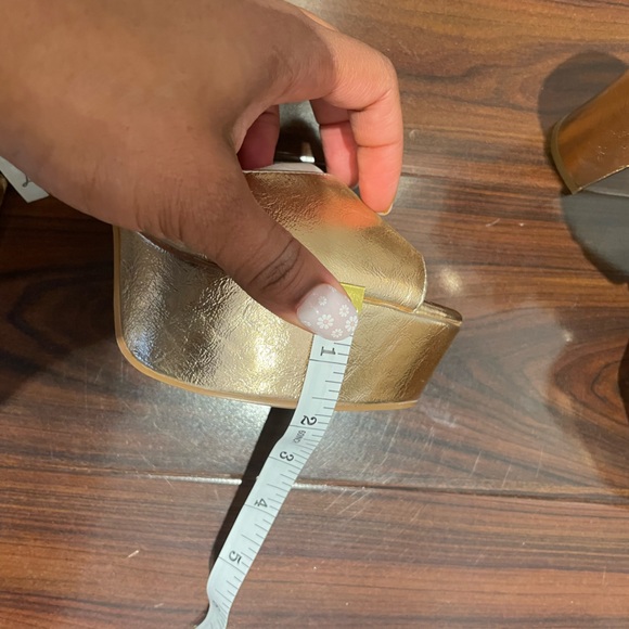 London Rag Rager Rose Gold Peep-Toe High Platform Block Sandals Size 9 - Picture 5 of 12